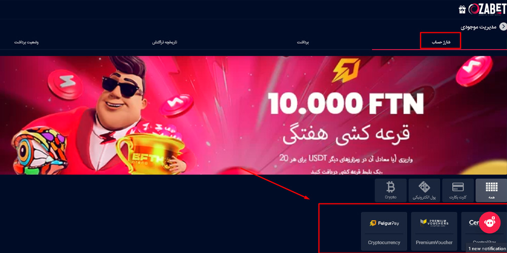 روش های شارژ اوزا بت